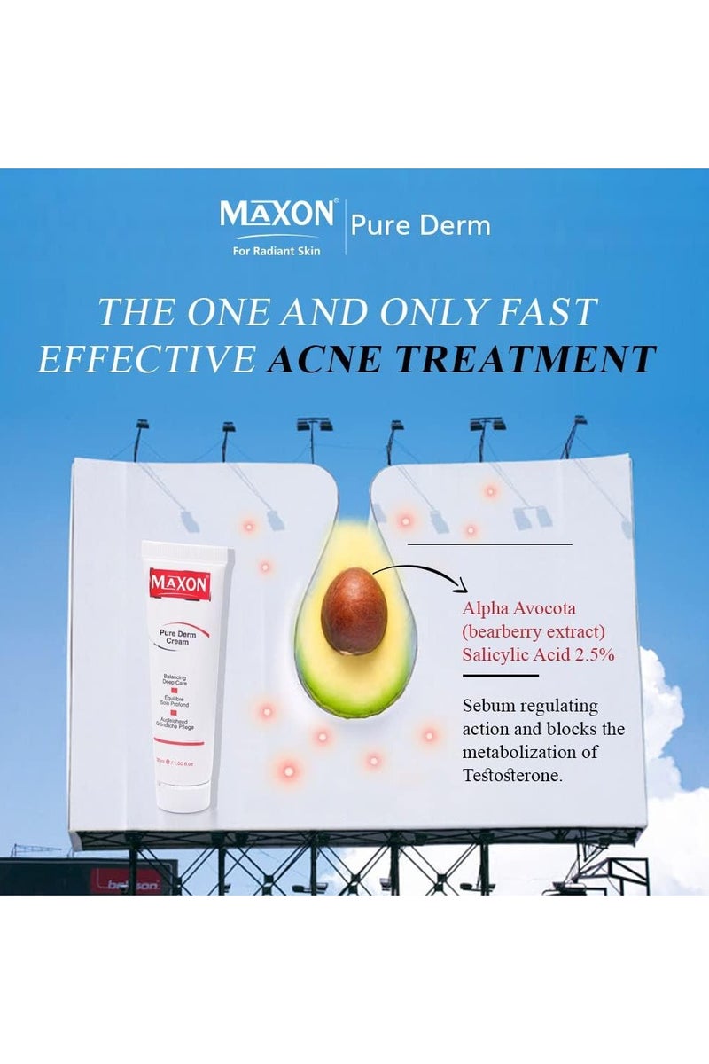 MAX-ON Pure Derm Cream | Deep Care for Acne-Prone Skin | Reduces Pimples, Controls Oil & Soothes Irritation | Lightweight, Non-Greasy Formula 30ml - Image 4