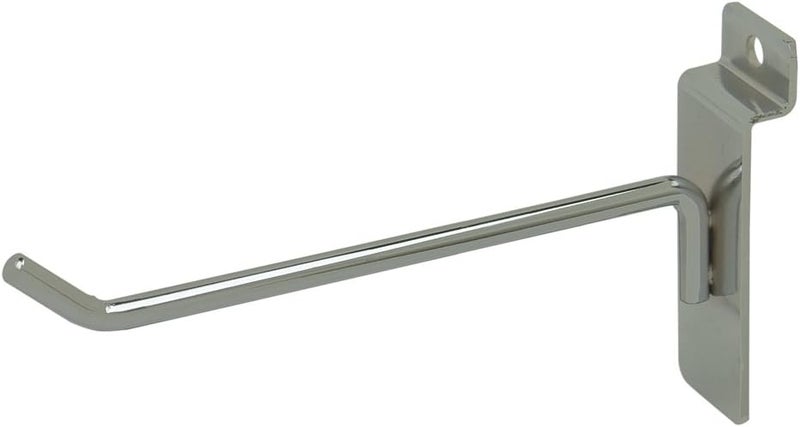 Econoco Slatwall Deluxe Hooks, 6 Inch Display Hooks for Slatwall Panels, Heavy Duty Metal, Pack of 96, Chrome - Image 1