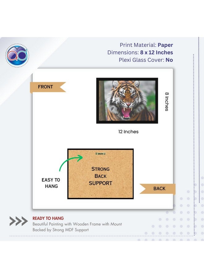 Mad Masters Tiger Wild Animal Painting Aesthetic Hanging Photo Frame Decorative Item Home Decoration and Wall Decor for Living Room and Bedroom (MM 2189, 8x12 Inch, Paper, Without Plexi Glass) - Image 2