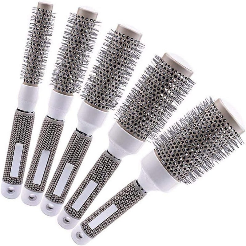 Cozy Round Hair Brush Curled Ceramic Hair Styling Brush Ceramic Round Hair Brush Barrel Hairdressing Hair Salon Styling Barrel Curling Brush Tool Set(19mm 25mm 32mm 45mm 53mm) Set of 5 - Image 1