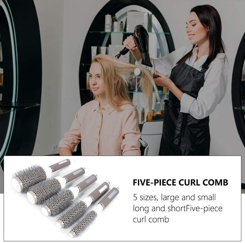 Cozy Round Hair Brush Curled Ceramic Hair Styling Brush Ceramic Round Hair Brush Barrel Hairdressing Hair Salon Styling Barrel Curling Brush Tool Set(19mm 25mm 32mm 45mm 53mm) Set of 5 - Image 4
