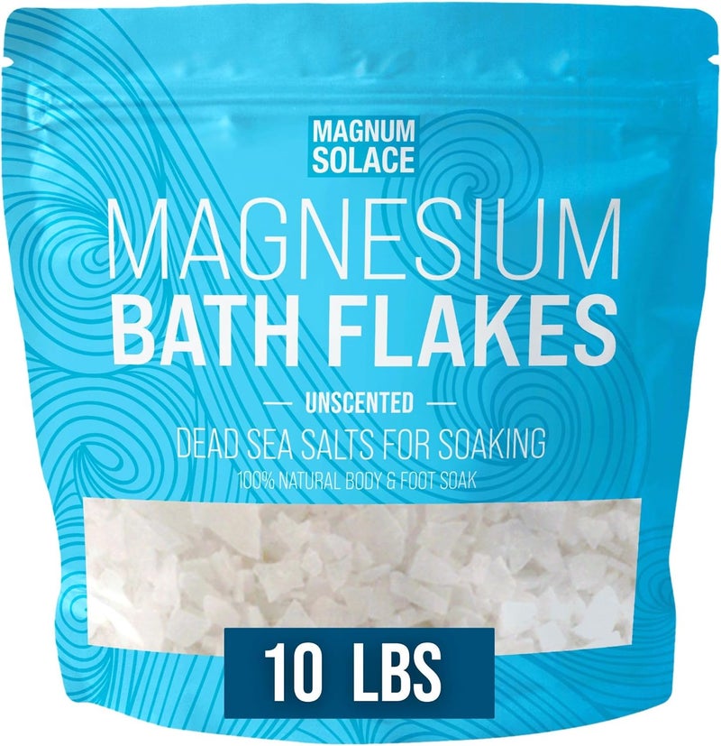 Magnum Solace Magnesium Flakes for Bath  Magnesium Chloride Flakes  Dead Sea Salts for Soaking 10 LBS