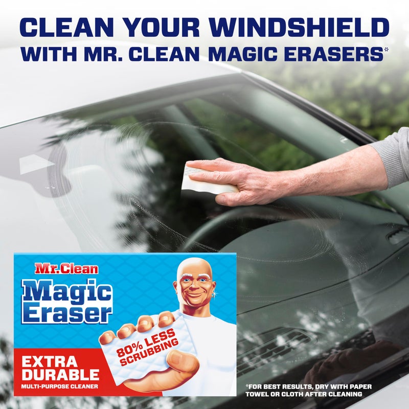 Mr Clean ممحاة السحر من مستر كلين، فائقة التحمل، منظف متعدد الاستخدامات، للأحذية، الحمام، الدش، ونوافذ السيارات والزجاج الأمامي، وسادات تنظيف، 10 قطع - Image 4