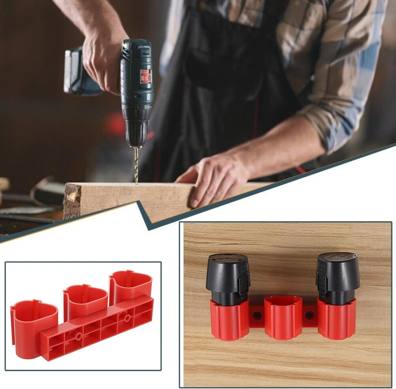 Suitable for Makita Bosch Milwaukee 12V10.8v vertical plug-in battery triple storage hanger (including screws) 2-piece set - Image 3