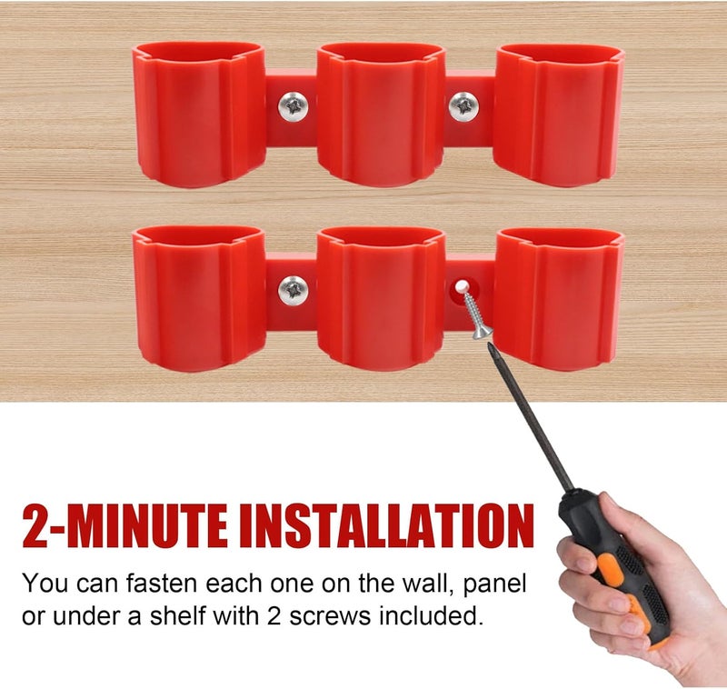Suitable for Makita Bosch Milwaukee 12V10.8v vertical plug-in battery triple storage hanger (including screws) 2-piece set - Image 4