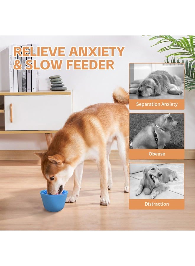 SmartTail Dog Lick Bowl, Silicone Anti-chocking Pet Dish, Anxiety Relief Slow Feeder Treat Dispenser, Non-Slip Dog Licking Bowl Entertainment Interactive Puzzle Toy for Small & Medium-Light Blue - Image 3