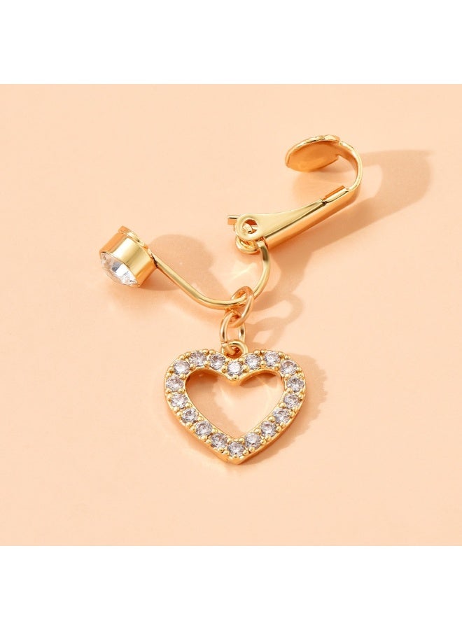 Innoshine Fake belly button piercing for Women Clip In Button Ring belly ring for women clip Non Piercing belly button rings Love Heart fake nipple piercing belly button dangle - Image 2