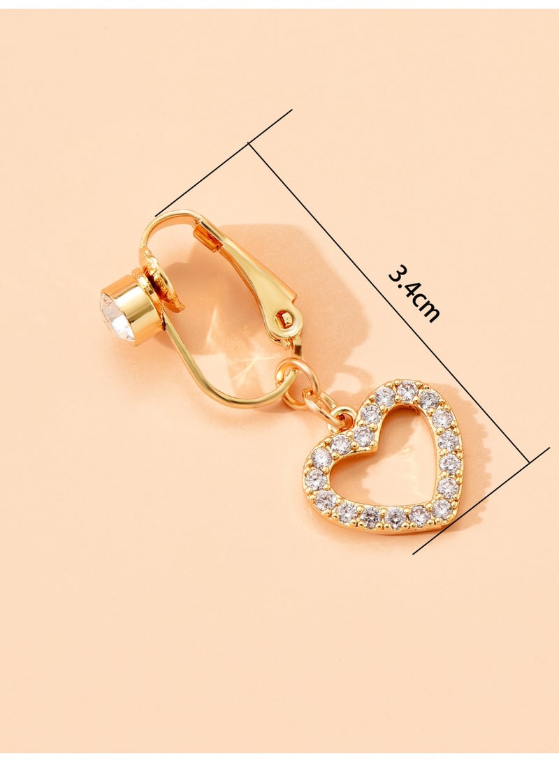 Innoshine Fake belly button piercing for Women Clip In Button Ring belly ring for women clip Non Piercing belly button rings Love Heart fake nipple piercing belly button dangle - Image 3