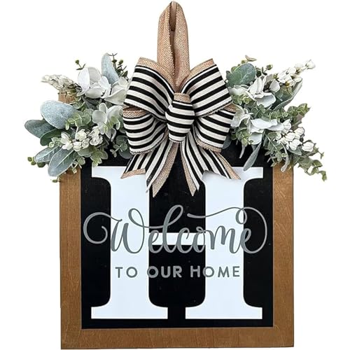 ELEFOCUS Last Name Front Porch Decor - Welcome Sign With 26 Letter Monogram (H) - Outdoor Decorations for All Seasons - Image 1