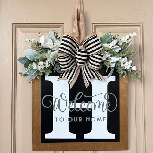 ELEFOCUS Last Name Front Porch Decor - Welcome Sign With 26 Letter Monogram (H) - Outdoor Decorations for All Seasons - Image 3