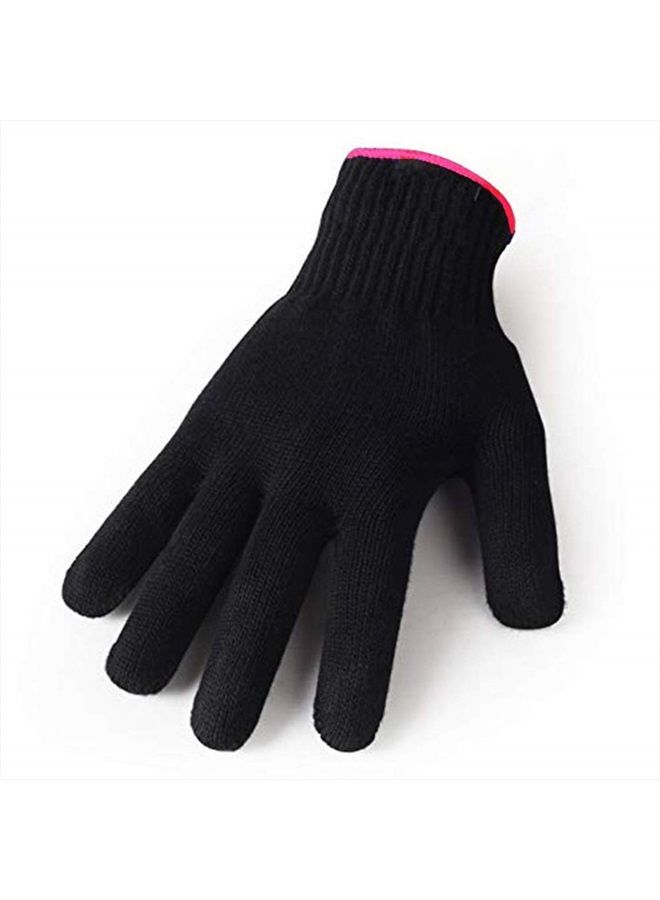 AFT90 Heat Resistant Glove for Hair Styling, Curling Iron, Flat Iron and Curling Wand, Black, Pink Edge, 1 Piece - Image 1