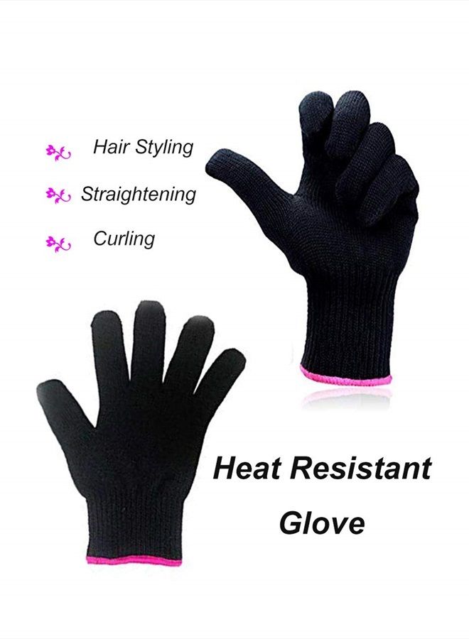 AFT90 Heat Resistant Glove for Hair Styling, Curling Iron, Flat Iron and Curling Wand, Black, Pink Edge, 1 Piece - Image 2