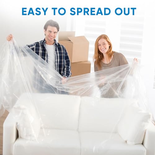TICONN 12 x 9 Ft Plastic Drop Cloth for Painting, Waterproof Painters Plastic Sheeting, Painting Tarp for Furniture Cover, Floor Protection (6PK, 0.5Mil) - Image 5