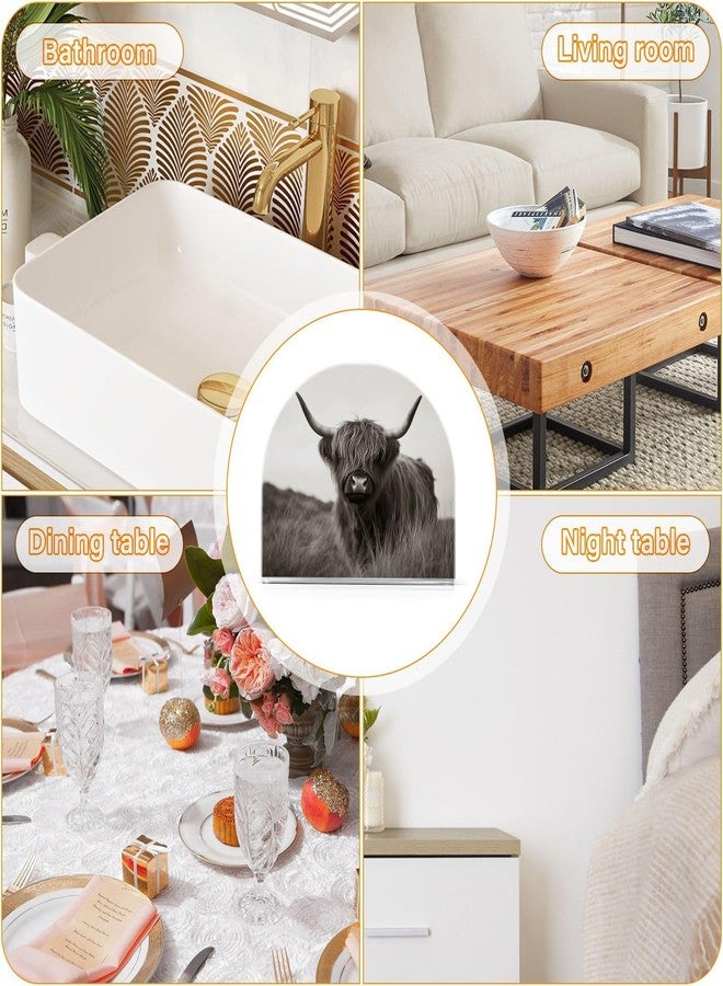Fustylead Farmhouse Highland Cow Napkin Holder for Table Cow Animal Printed Acrylic Cocktail Napkin Holder Small Decorative Rustic Cottage Napkin Dispenser for Home Party Dining Kitchen Accessories - Image 4