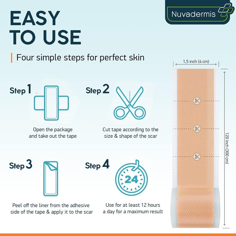 Nuvadermis Scar Tape  Glycolic Pads  CSection Tummy Tuck Keloid Removal Treatment  Post Surgery Supplies  Patch Bandage  Exfoliating Facial Peel  Radiance Face Wipes  60 DoubleSide Pads - Image 5