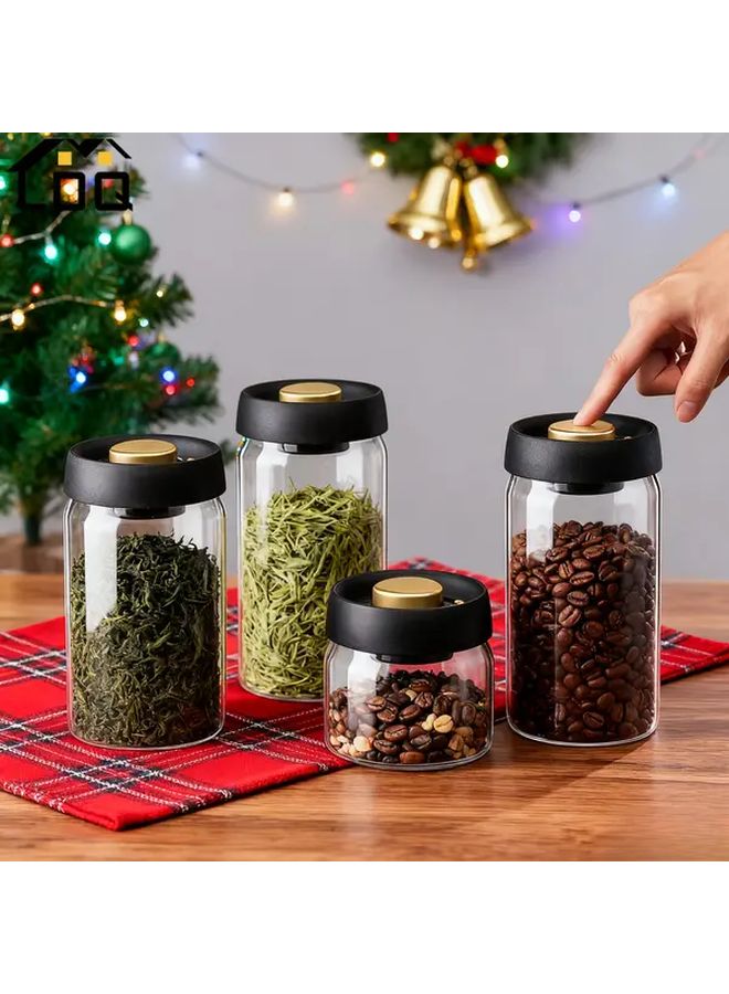 Transparent 900ml Glass Storage Jar with Airtight Lid For Coffee Spices - Image 1
