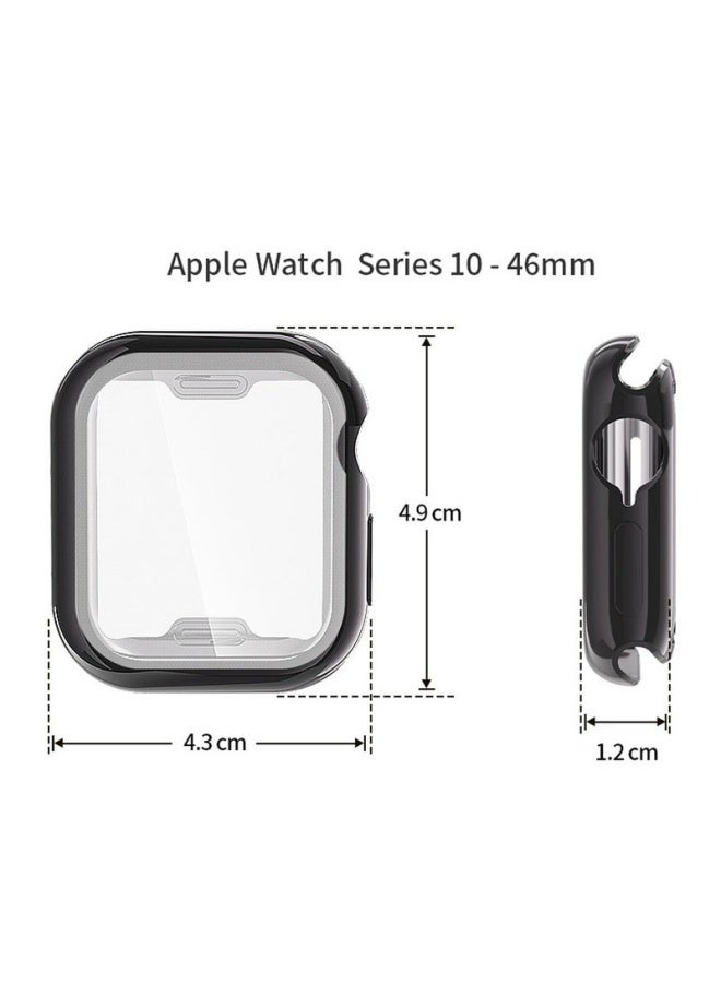 3 Pcs TPU Full Cover HD Screen Protector Case For iWatch Series 10 46mm Anti Scratch Anti Bubble Wear Resistant For Daily Sports Travel Clear Black Blue - Image 3