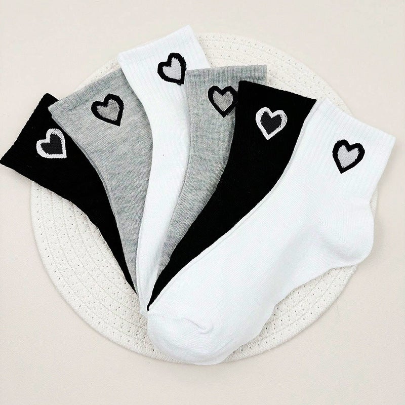 Socks Women'S Trendy Love Sports Socks Tube Solid Color Men'S Simple Black And White Socks Generation - Image 4