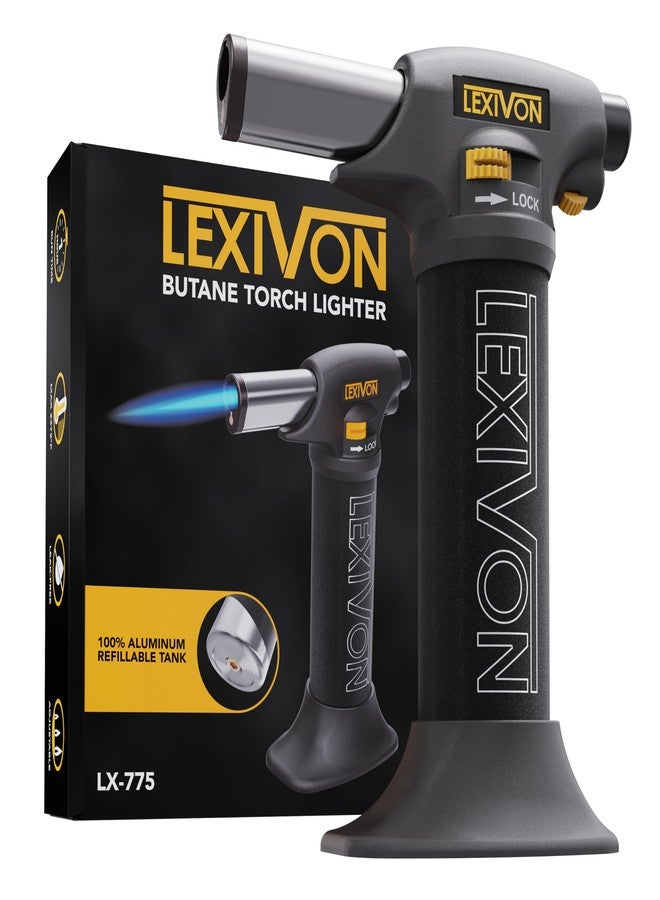 LEXIVON Butane Torch Lighter, Refillable Kitchen Cooking Torch | Self-Igniting with Safety Lock and Adjustable Flame | Pro-Grade Aluminum Tank (LX-775) - Image 1
