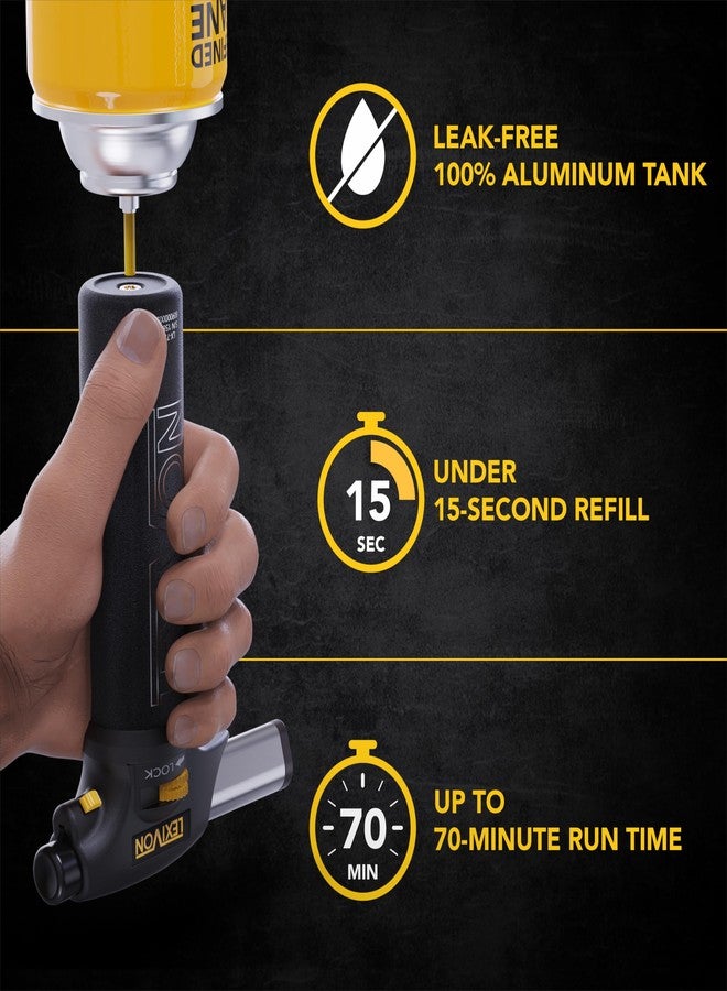 LEXIVON Butane Torch Lighter, Refillable Kitchen Cooking Torch | Self-Igniting with Safety Lock and Adjustable Flame | Pro-Grade Aluminum Tank (LX-775) - Image 4