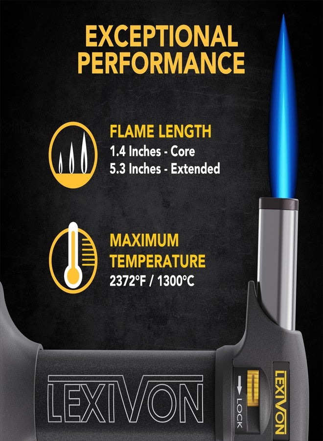 LEXIVON Butane Torch Lighter, Refillable Kitchen Cooking Torch | Self-Igniting with Safety Lock and Adjustable Flame | Pro-Grade Aluminum Tank (LX-775) - Image 5