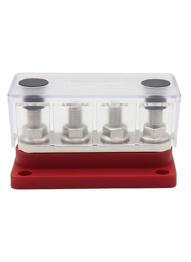 Generic - 300A Power Distribution Block Bus Bar 4 x 3/8 48V DC Busbar Box with Transparent Cover - Image 1