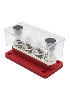 300A Power Distribution Block Bus Bar 4 x 3/8 48V DC Busbar Box with Transparent Cover