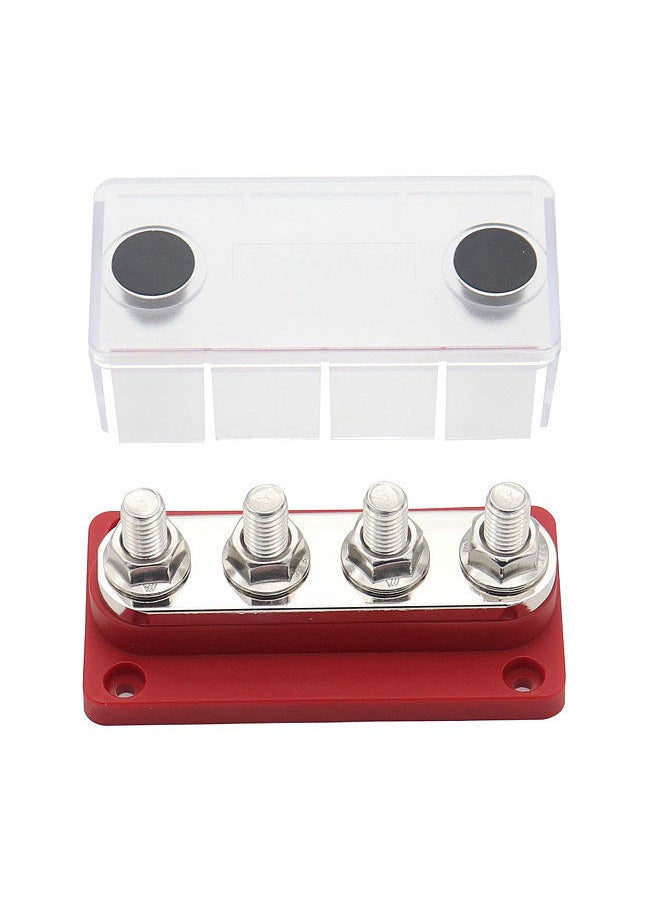 Generic - 300A Power Distribution Block Bus Bar 4 x 3/8 48V DC Busbar Box with Transparent Cover - Image 1