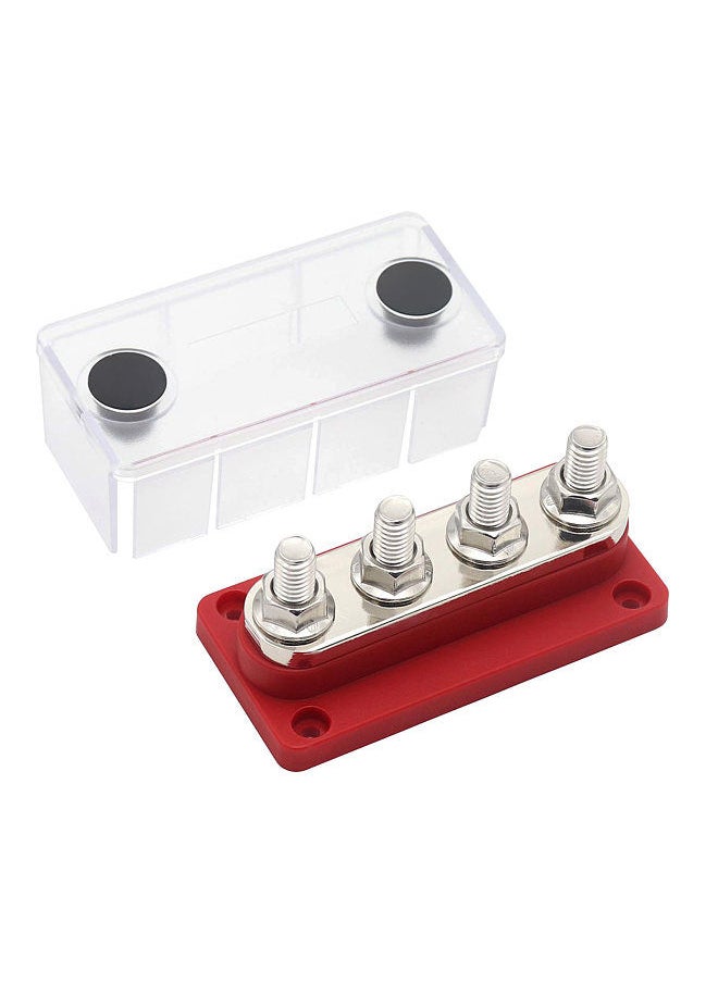 Generic - 300A Power Distribution Block Bus Bar 4 x 3/8 48V DC Busbar Box with Transparent Cover - Image 1