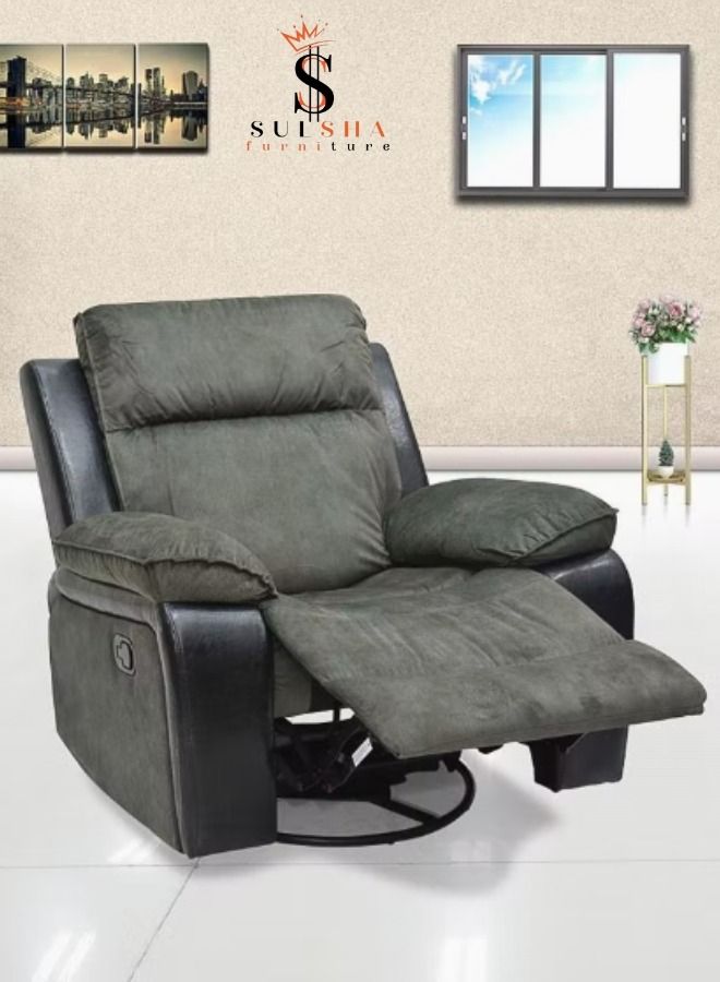 SULSHA Single Recliners 360 Degree Swivel Single Sofa Modern Rocker with Ergonomic Lounge Single Sofa Seat with Living Room Modern Style Ideal Design Dawson Relaxing Recliner Single Living Room Sofa For The - Image 1