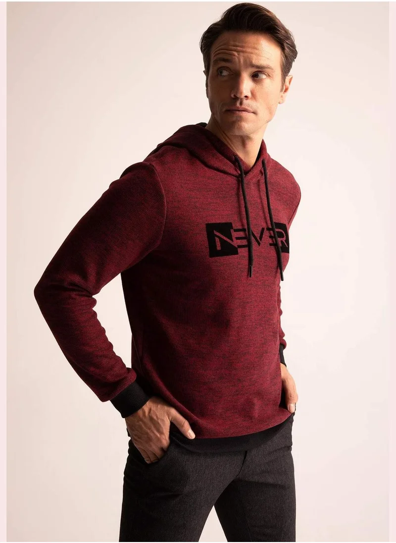 ديفاكتو Regular Fit Flock Printed Hoodie Sweatshirt