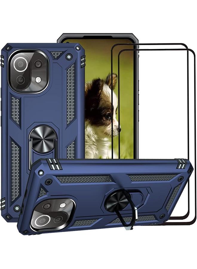 إيروريكس جراب Plus 2 لهاتف Xiaomi Mi 11 Lite Mi 11 Lite 5G Xiaomi 11 Lite 5G Ne مع واقي شاشة من الزجاج المقوى مكون من قطعتين من درع متين مزدوج الطبقة Mi 11 Lite Mi 11 Lite 5G Xiaomi 11 Lite 5G Ne أزرق 2 - Image 1