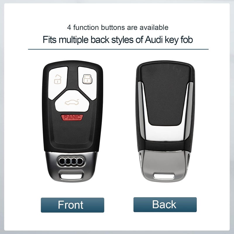 Tengare Car Key Fob Cover for Audi - Silver - Image 5