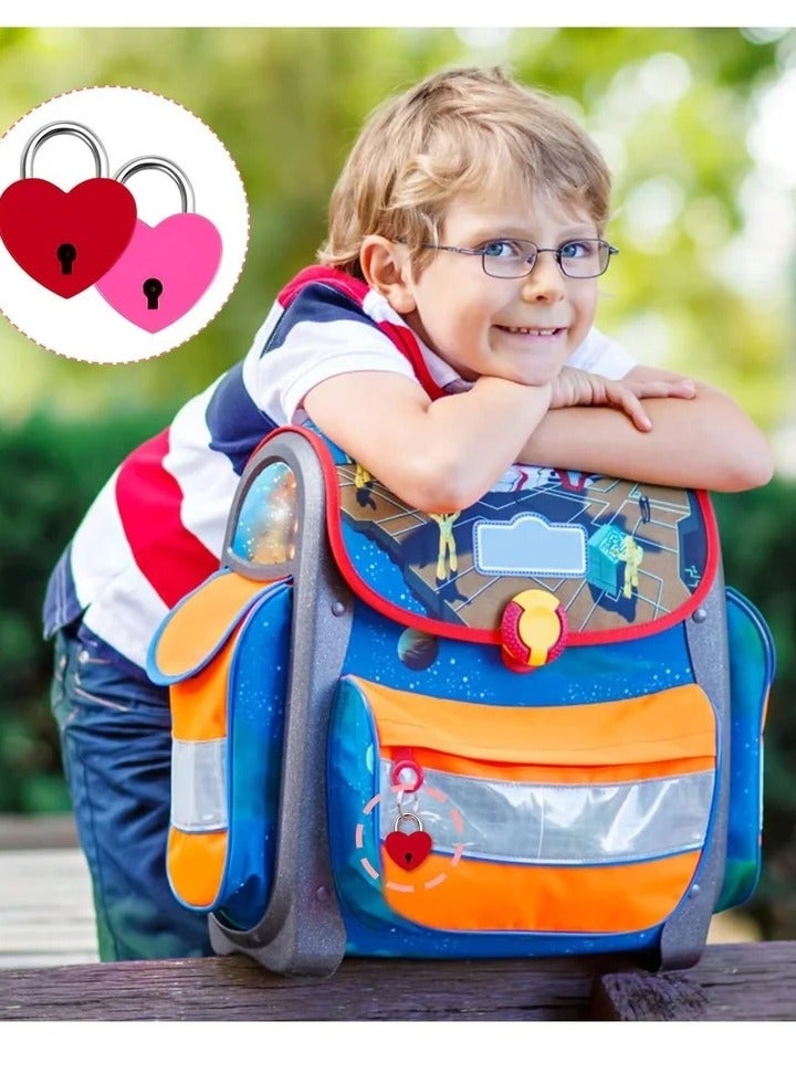 7 Piece Small Padlock Mini Lock Alloy Heart Shaped with Key Suitcase Locker Decorative Diary Love for Box Luggage (Multi Color) - Image 2