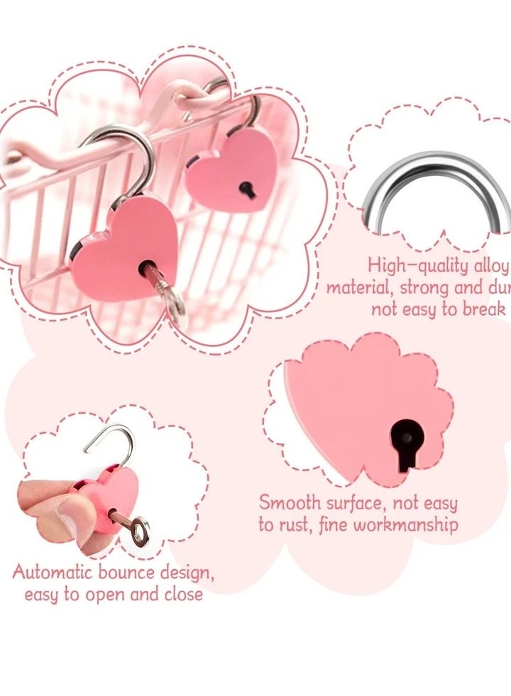 7 Piece Small Padlock Mini Lock Alloy Heart Shaped with Key Suitcase Locker Decorative Diary Love for Box Luggage (Multi Color) - Image 3