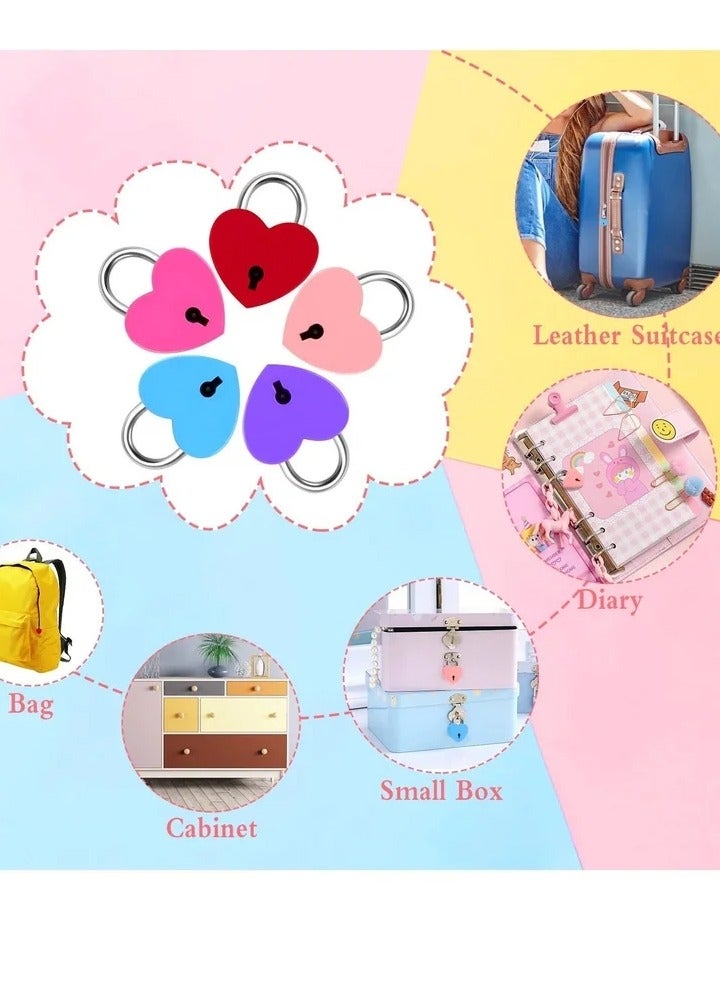 7 Piece Small Padlock Mini Lock Alloy Heart Shaped with Key Suitcase Locker Decorative Diary Love for Box Luggage (Multi Color) - Image 4