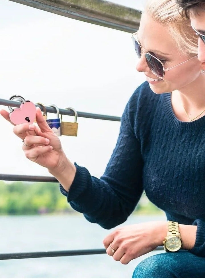 7 Piece Small Padlock Mini Lock Alloy Heart Shaped with Key Suitcase Locker Decorative Diary Love for Box Luggage (Multi Color) - Image 5