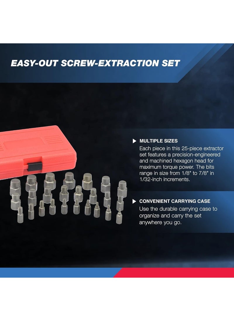 Neiko NEIKO 04204A Hex-Head Multispline Screw and Bolt Extractor Set, Easy-Out Screw Extraction, Broken Bolt Remover, Stripped Fastener Tool, 1/8 Inch to 7/8 Inch in 1/32-Inch Increments, CrMo, 25 Pieces  - Image 3