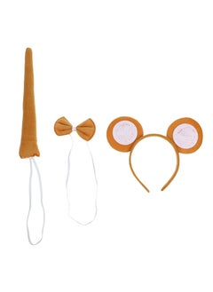 Amosfun Amosfun 3pcs Monkey Costume Set Monkey Ears Headband Bowtie and Tail Set Monkey Headband Plush Animal Cosplay Costume for Halloween Performance Masquerade Party 