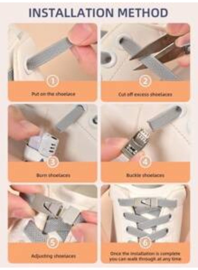 زوج من أربطة الأحذية السهلة ذاتية الربط مع مشبك قابل للتبديل – قابلة للتعديل لتناسب الأحذية الرياضية واليومية للرجال والنساء - Image 3