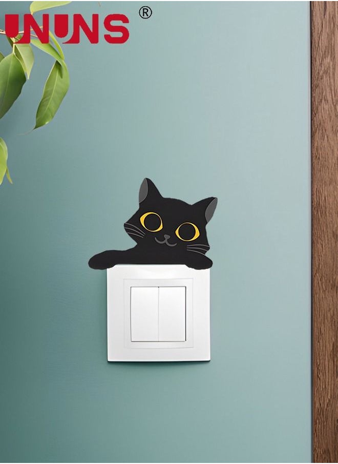 8pcs Cat Switch Wall Stickers,Cartoon Black Cats Light Switch Stickers,DIY Kids Bedroom Car Office