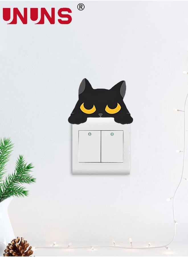 8pcs Cat Switch Wall Stickers,Cartoon Black Cats Light Switch Stickers,DIY Kids Bedroom Car Office