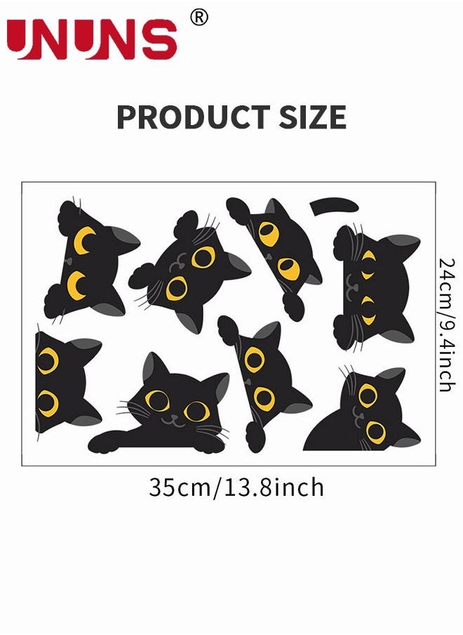 8pcs Cat Switch Wall Stickers,Cartoon Black Cats Light Switch Stickers,DIY Kids Bedroom Car Office