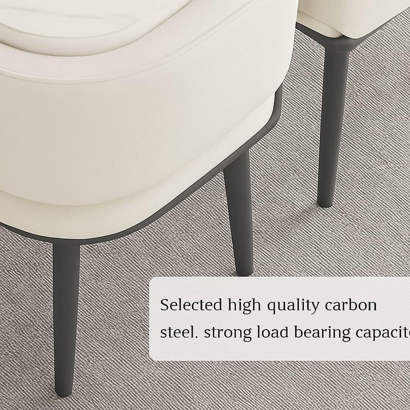 Harmony Homes طقم طاولة طعام رخامية سيراميكية فاخرة - مربع بيج فاتح 4 مقاعد مع أرجل معدنية وكراسي مبطنة بجلد PU - Image 5