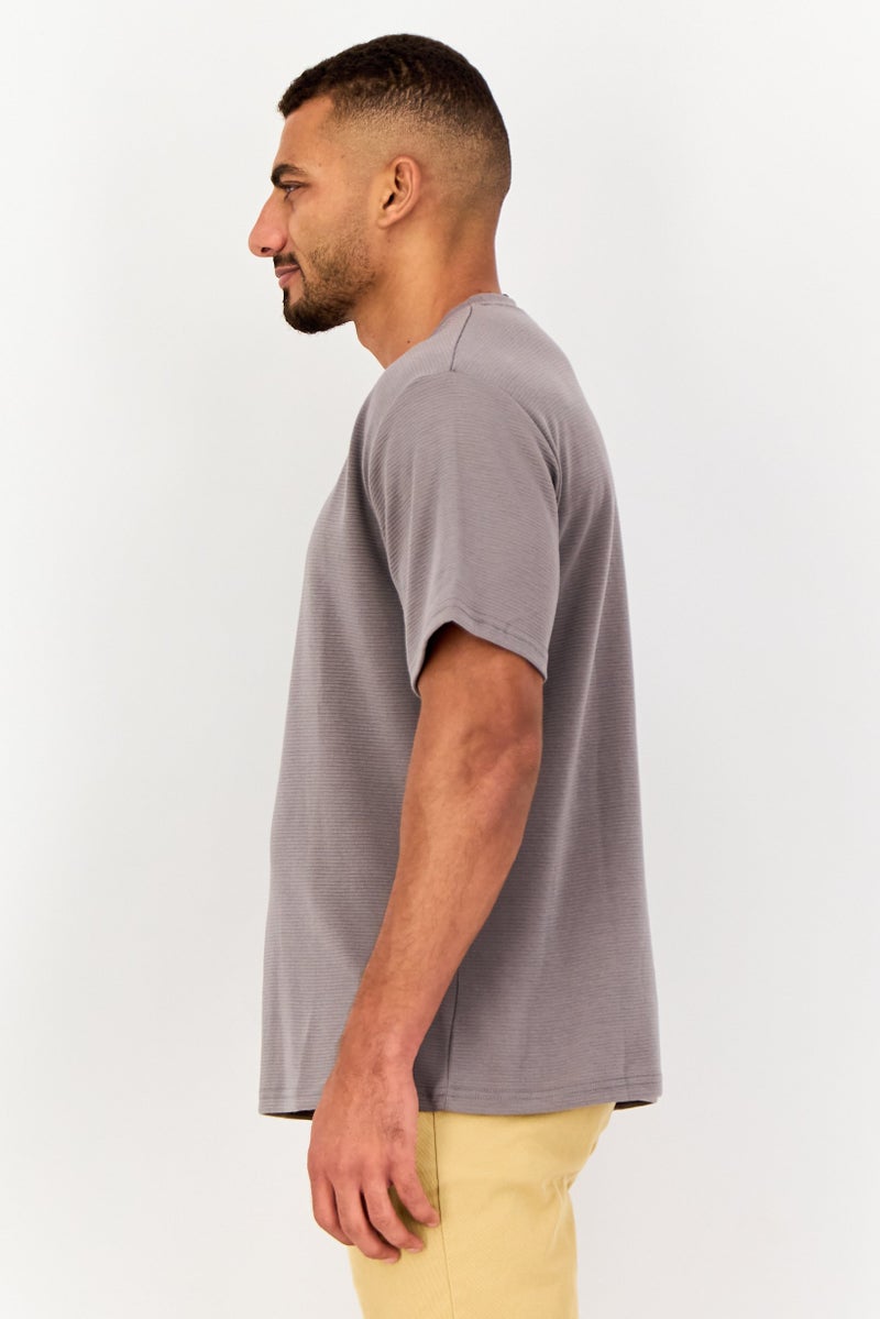 TapouT Men Crew Neck Short Sleeve Textured T-Shirt, Grey - Image 4