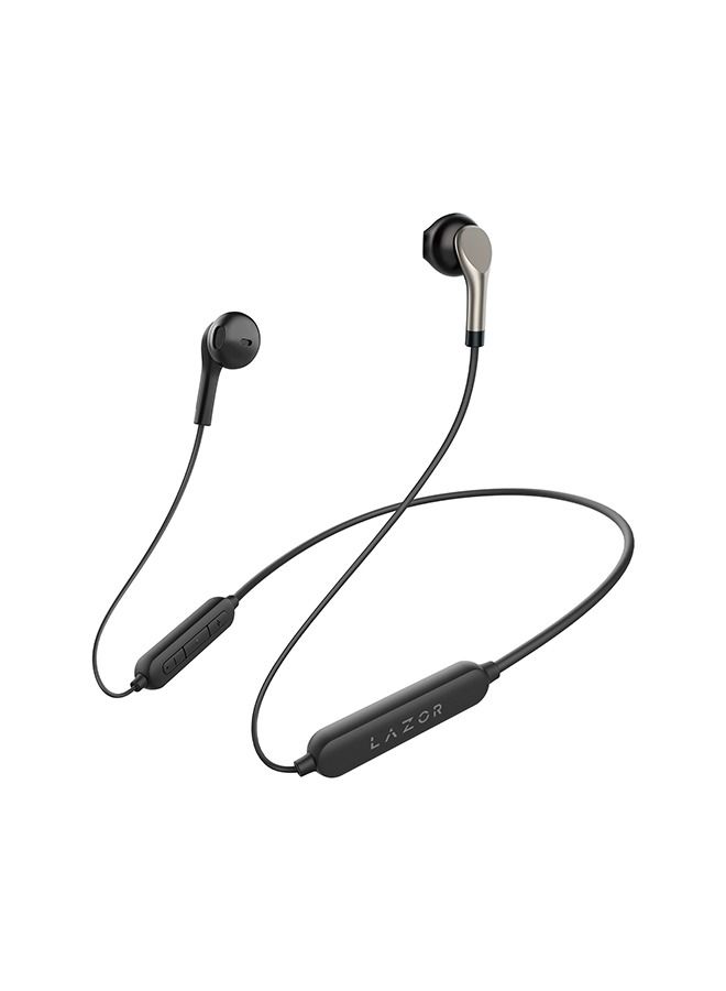 Lazor Groove X Dual Dynamic Drivers Bluetooth Headphones, Neckband Wireless Earbuds with Crossover Bluetooth 5.0 Headset Sports Earphones Audio more than 8 hours playback time EA107 Black - Image 1