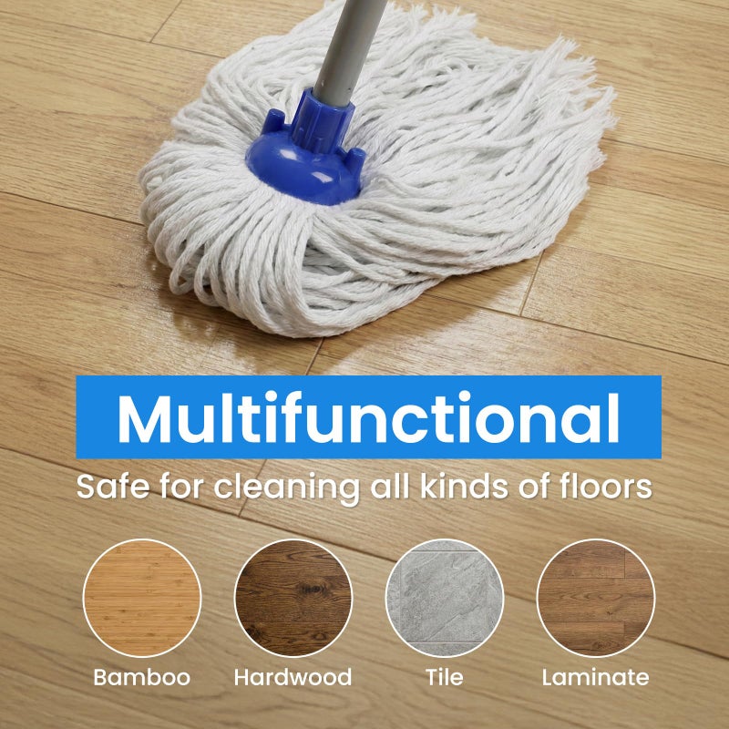TrueYee Indoor Mop for Floor Cleaning, Lightweight Cotton Mop with 2 Washable Heads - Image 4
