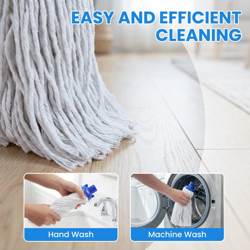 TrueYee Indoor Mop for Floor Cleaning, Lightweight Cotton Mop with 2 Washable Heads - Image 5
