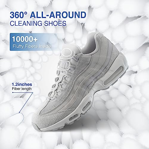 Teletrogy Shoe Washing Bag for Washing Machine, Fluffy Fibers Keep 360° Wrap-around Cleaning, Adjustable Shoe Trees, Durable Hidden Zipper Reusable Laundry Bag for Sneaker Gym Shoes White - Image 2