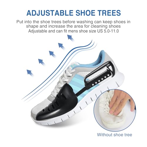 Teletrogy Shoe Washing Bag for Washing Machine, Fluffy Fibers Keep 360° Wrap-around Cleaning, Adjustable Shoe Trees, Durable Hidden Zipper Reusable Laundry Bag for Sneaker Gym Shoes White - Image 4